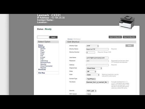 Lexmark Scanning To An Ftp Folder Youtube