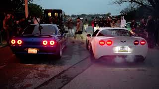 Street Distortionz Opener 4 27 24 Exhaust Contest   Round 30 Skyline vs Corvette