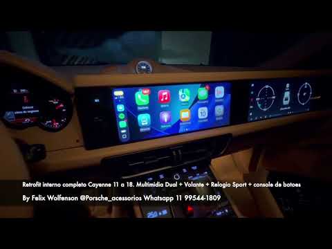 Retrofit upgrade interno Porsche Cayenne 2011 a 2018 Multimidia Dual Screen+ Console de botoes touch