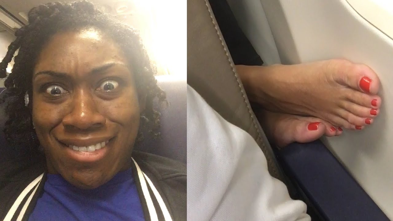 Woman Shock With Airplane Passengers Foot Next to Her   Fails of The Week 2020