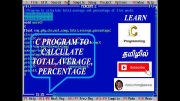 C PROGRAM TO CALCULATE TOTAL,AVERAGE AND PERCENTAGE