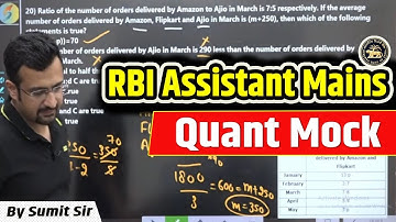 RBI Assistant Mains | Quant Mock Discussion For RBI Assistant Mains 2022 Exam By Sumit Sir @10:00AM
