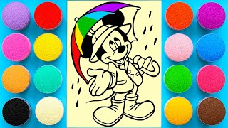 Sand painting Mickey Mouse in the rain for kids and toddlers