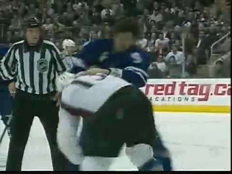 Garnet Exelby VS Matt Hendrick-Toronto Maple Leafs VS Colorado Avalanche-10-13-...