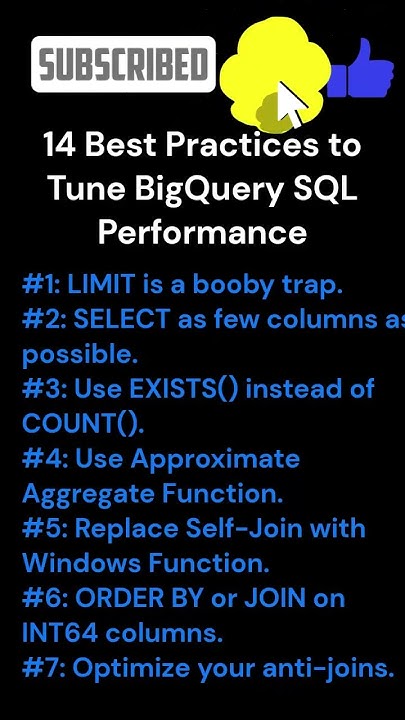 14 Best Practices to Tune BigQuery SQL Performance - YouTube