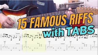 Video thumbnail of "15 Famous Guitar Riffs with TABS"