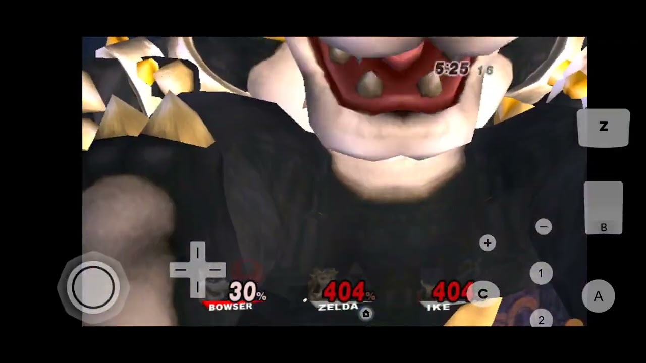 SSBB: Giant Growing Bowser vs Zelda & Ike