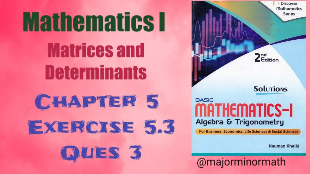 Chap 5 Math Mathematics I | Chap 5 ||Ex #5.3 || Ques 3 || Lec 26 - YouTube