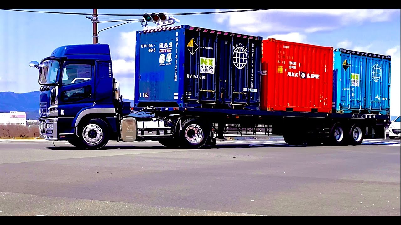 トレーラー】咲いた🌸カラフルな海コントレーラーさん( *´艸