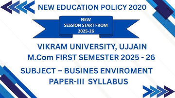 Vikram University Ujjain M.Com 1st Semester 2025 Sub - Business Environment Syllabus #viralvideo