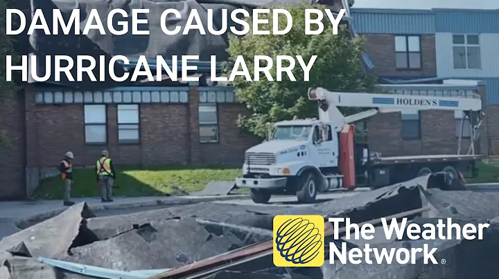 Roof portion ripped off of school from hurricane L...