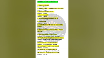 Othello – Questions and Answers।। Class 11।। mcq।।wbchse।। Mohibul Tutorial।।