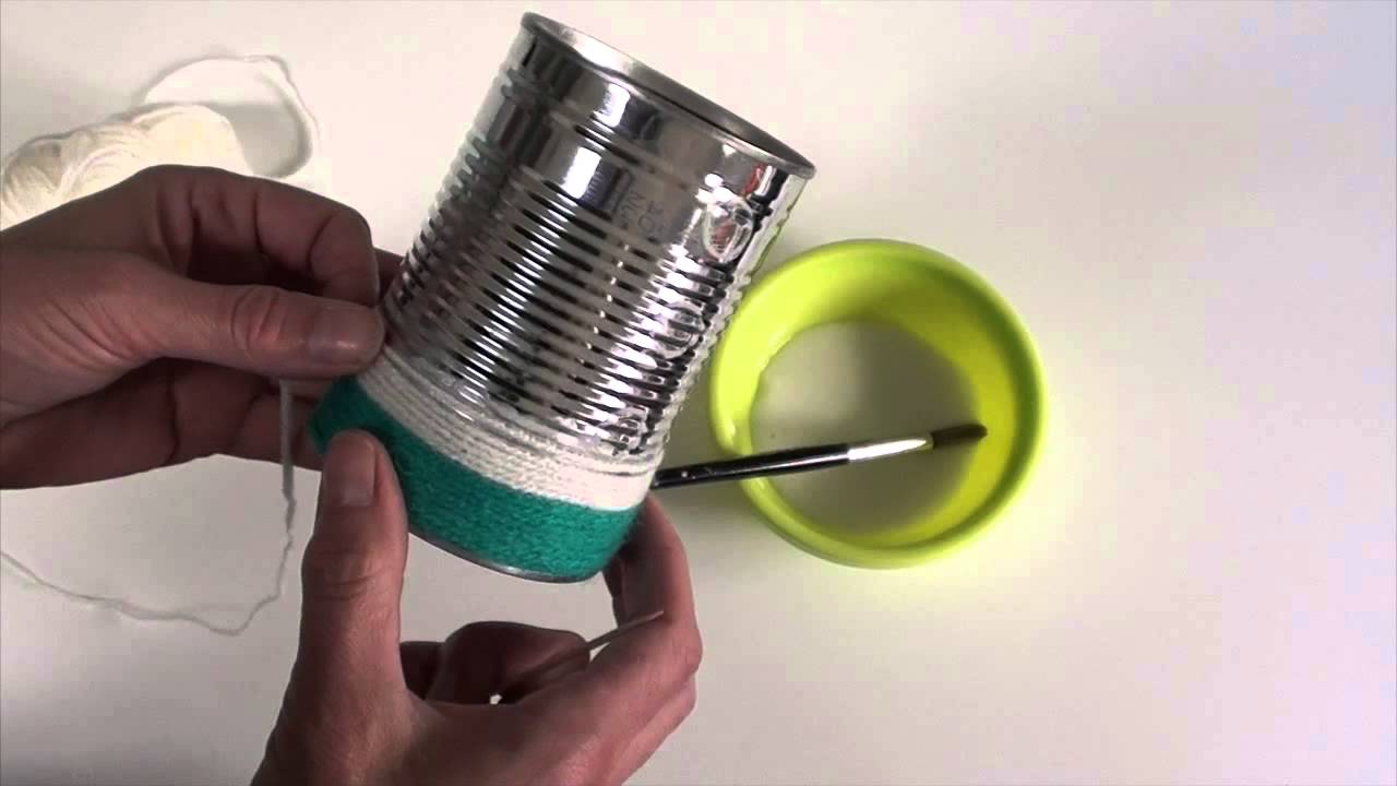 How to make a yarn wrap tin vase