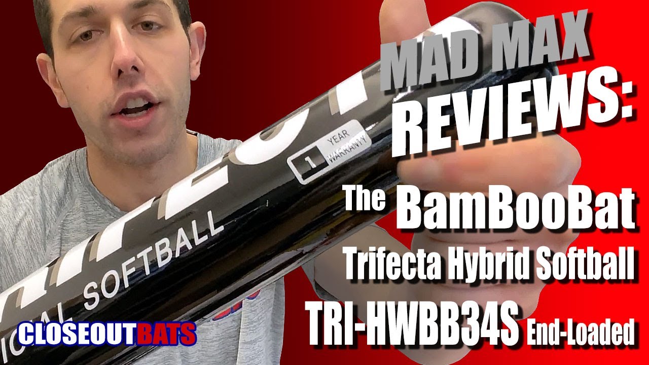 Closeoutbats.com BamBootBat Trifecta Hybrid White:Black Hickory:Bamboo Softball Bat TRI-HWBB34S