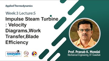 Lec 12: Impulse Steam Turbine : Velocity Diagrams,Work Transfer,Blade Efficiency