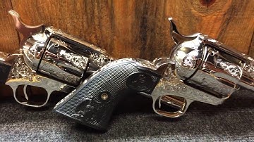 Engraved Colt Single Action Army .45 Nickel Revolvers - GORGEOUS!!!