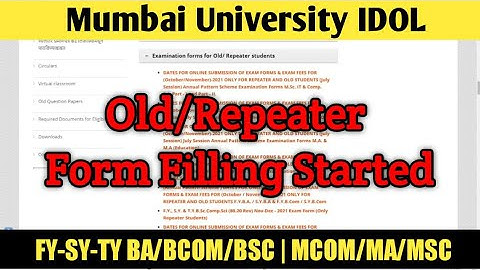 Old/Repeater Students Form Filling for All courses | Mumbai University IDOL | Ashish Sir