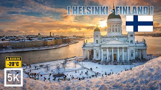 Helsinki in Finland -20°C Extreme Cold - 5K HDR Walking Tour of White City of the North