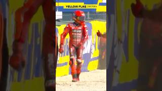 Marc Marquez Crash Sprint Misano. Italians fans celebrate with giving the Bird.