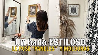 IDEAS PARA TRANSFORMAR UN BAÑO! LE PUSE 'PANELES' Y MOLDURAS  & DECORACION | Diy Bathroom Makeover