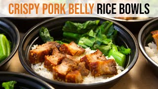 The BEST Extra Crispy Pork Belly Rice Bowls