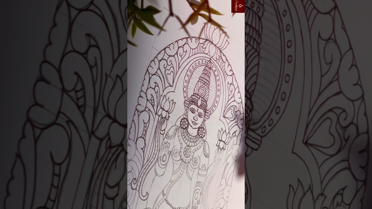 Devi Sculpture Art | Fineliner Drawing Tutorial Beginners | Ink on Paper | Shilpakala | Swadhyaya