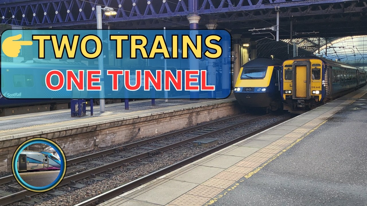 ScotRail Diesel & InterCity Departure at Glasgow Queen Street | Trains Vanish Into Tunnel