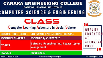 VTU SOFTWARE ENGINEERING (18CS35) Software Reengineering [Software Evolution] (M4 L5)
