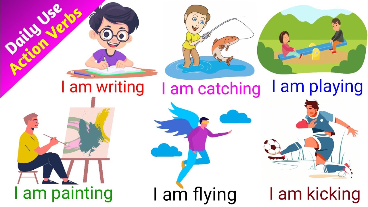 Daily Action Verbs In English With Sentences | Action Verbs For ...