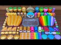 GOLD vs RAINBOW ! Mixing random into CLEAR SLIME ! Relaxing Slime Video #211