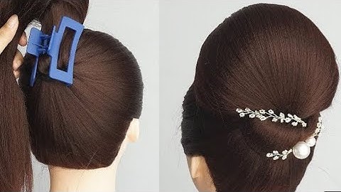 Elegant bun hairstyle using clutcher/claw clip // Easy hairstyles for medium thin hair