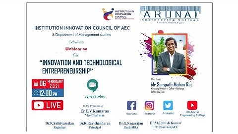 MHRD IIC | Arunai Engineering College | Innovation and Technological Entrepreneurship