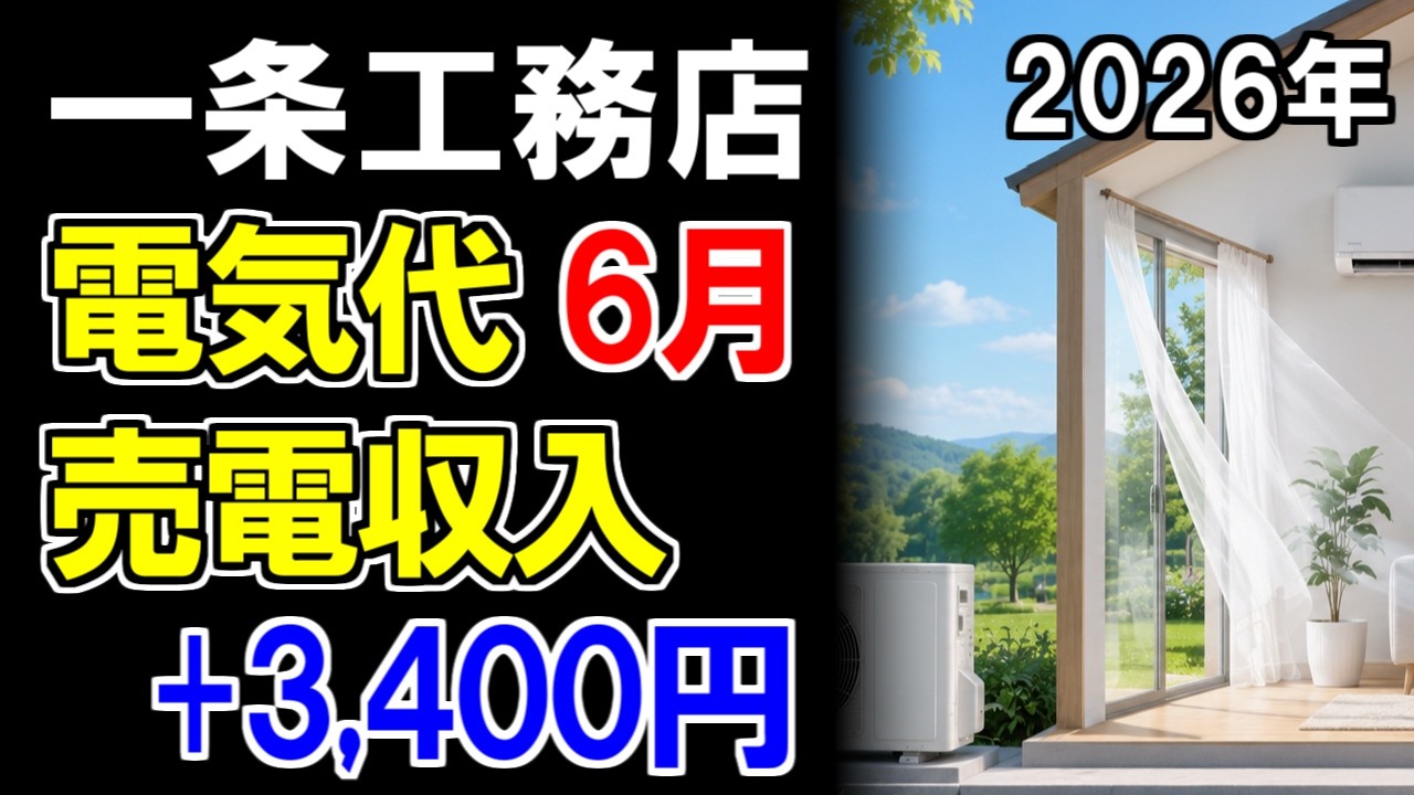鈴木の家のYouTube動画: 【一条工務店】2026年6月 電気代と売電収入の結果…プラス3,400円の黒字