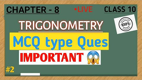 TRIGONOMETRY || MCQ QUESTIONS  || 1 MARKS QUES ||  CLASS 10 || CBSE