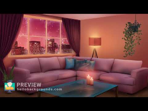 Cosy living room with snow falling animated background for Zoom and Google  Meet - YouTube