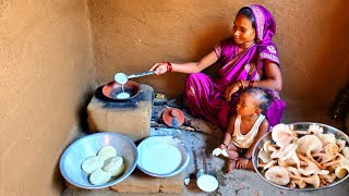 Wild Forest Bamboo Mushroom Collection & Recipe  | Cooking & Eating with Dhakan Roti | Village Life