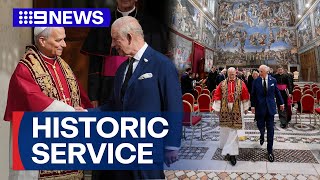 King Charles and Pope Leo pray together in a historic service | 9 News Australia