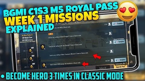 Bgmi (C1S3) M5 Royal Pass Week 1 Missions Explained | C1S3 M5 Rp Week 1 Mission Explained In Bgmi