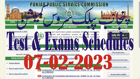 ppsc exams,test,interviews schedules 07-02-2023,ppsc latest news