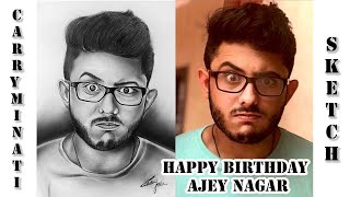 carryminati realistic pencil  sketch | Ajey Nagar | portrait sketch | Toh chaliye shuru karte hain