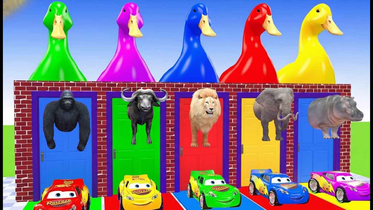 Long Slide Game With Cow Elephant Gorilla Hippopotamus Tiger 3d Animal Game Funny 3d Animals
