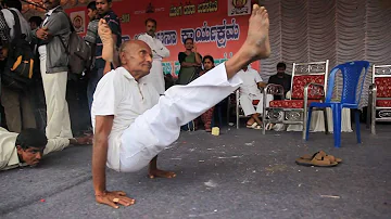 Indian Yoga performed by 80 year old of ashtanga asanas