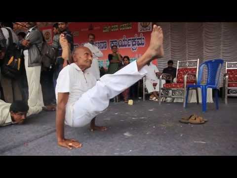 Indian Yoga performed by 80 year old of ashtanga asanas 