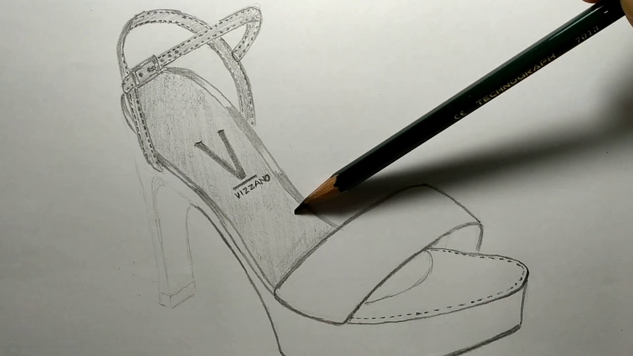 Cara Menggambar Sepatu Wanita Hak Tinggi How To Draw A Women S Shoes Rights High Youtube