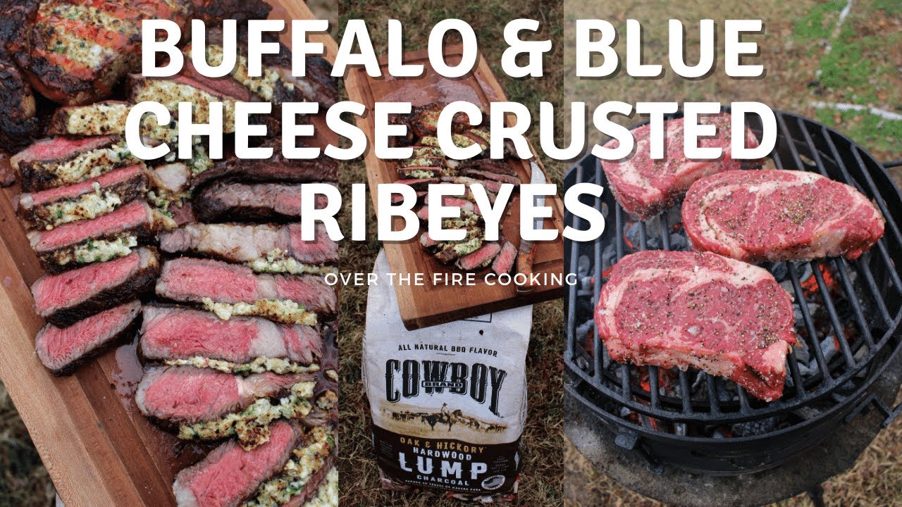 ⁣Buffalo and Blue Cheese Crusted Ribeyes Recipe | Over The Fire Cooking #shorts