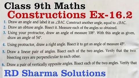 RD SHARMA Ex 16.2 Q1 to Q6 Solutions for Class 9 Maths Chapter 16 Constructions