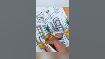 Interior Design Sketch,Marker rendering#sketch #interiordesign #interiorarchitecture #markersketch