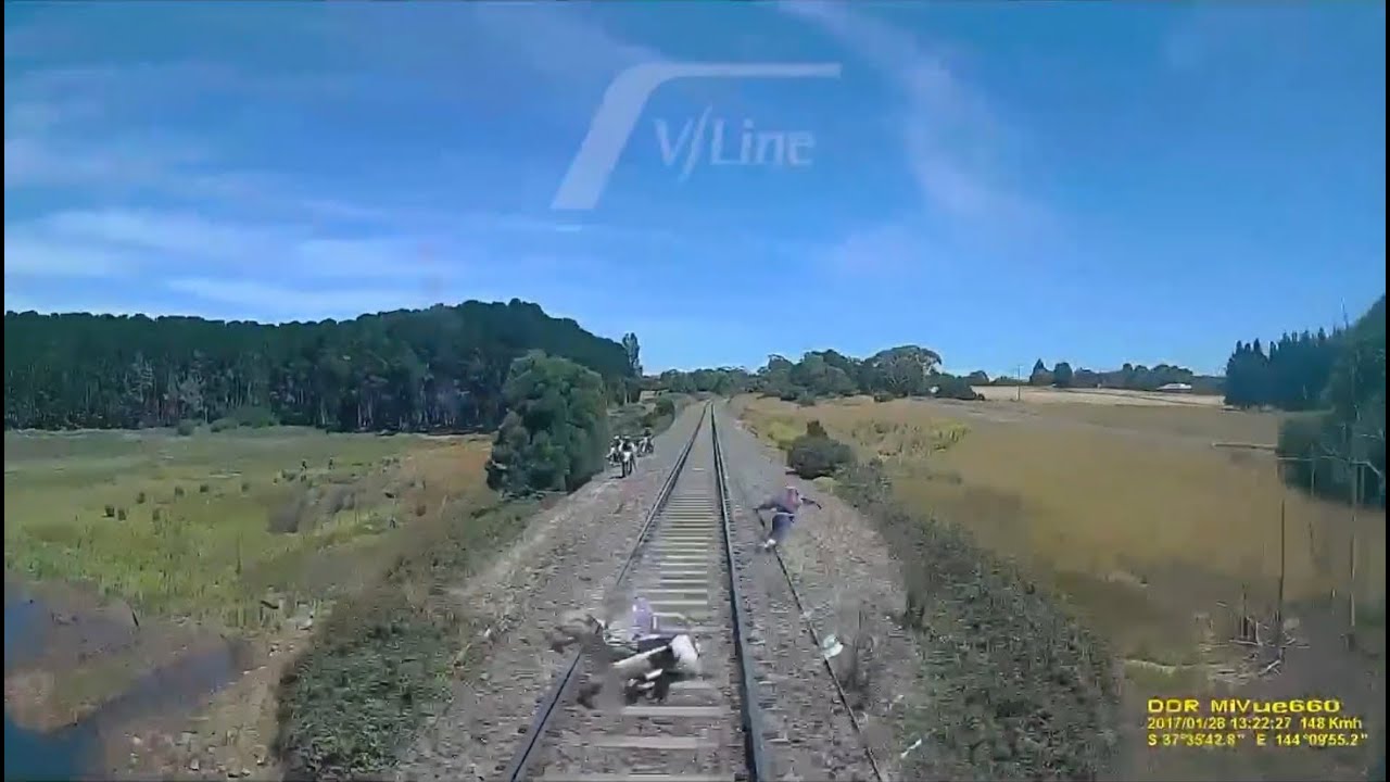 V/Line Vlocity Train Struck and Destroyed a Dirt Bike on the Trucks in ...