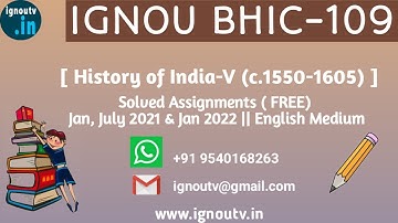 IGNOU BHIC-109 Solved Assignment Jan, July 2021 & Jan 2022 [FREE] || BAHIH || IGNOU TV || IGNOU ||