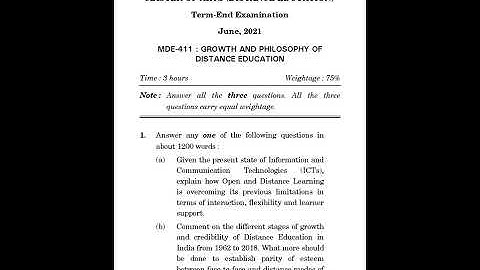mde - 411 June 2021 Question Paper